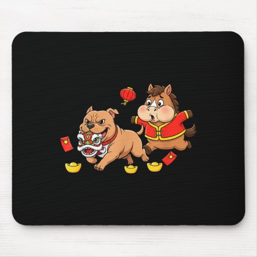 Chinesischer Pferd Pitbull Lustig Kinder Männer Fr Mousepad (Vorne)