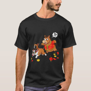 Chinesischer Pferde-Boxer-Hund Lustiger Kinder-Män T-Shirt