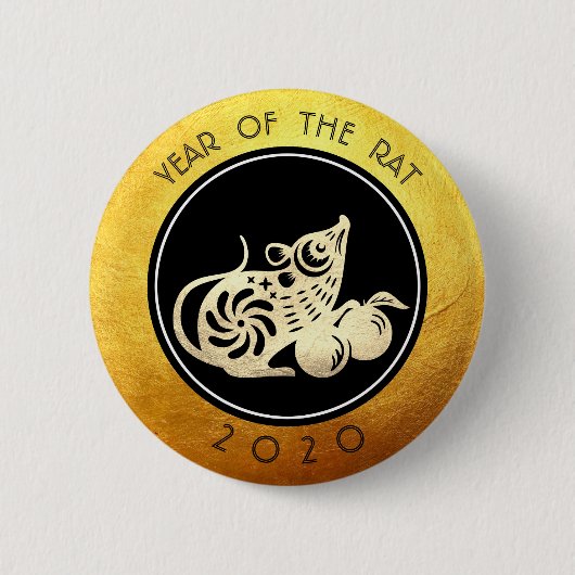 Chinesischer Rat Neujahr 2020 Papierschnitt 2 RB Button (Vorderseite)