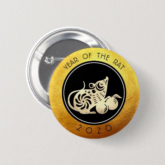 Chinesischer Rat Neujahr 2020 Papierschnitt 2 RB Button (Vorne & Hinten)