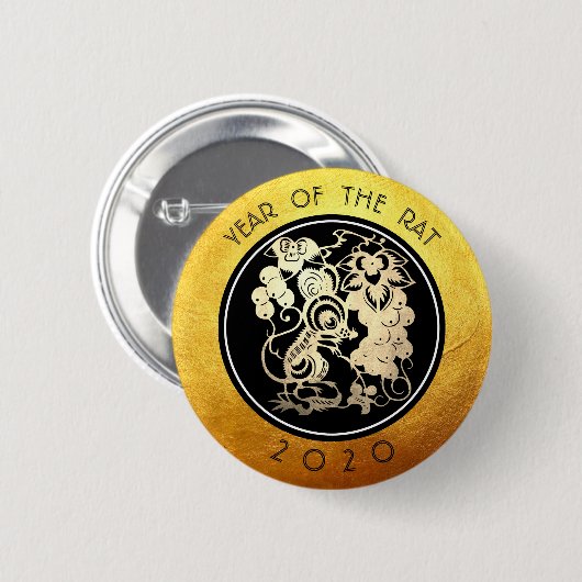 Chinesischer Rat Neujahr 2020 Papierschnitt 3 RB Button (Vorne & Hinten)