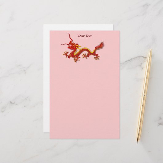 Chinesischer Rot- und Golddrache Briefpapier (Vorderseite/Rückseite Beispiel)