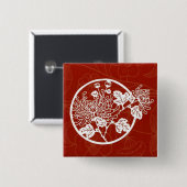 Chinesischer roter Chrysantheme-Ruhm Button (Vorne & Hinten)
