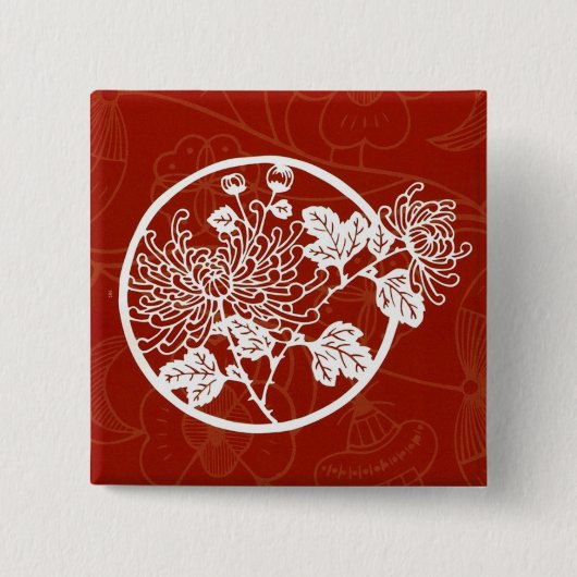 Chinesischer roter Chrysantheme-Ruhm Button (Vorderseite)