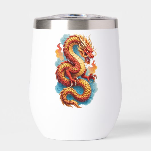 Chinesischer roter Drache feurige Illustration-675 (Vorderseite)