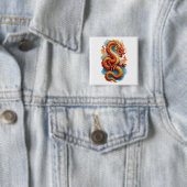 Chinesischer roter Drache feurige Illustration-675 Button (Beispiel)