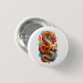 Chinesischer roter Drache feurige Illustration-675 Button (Vorne & Hinten)