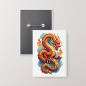 Chinesischer roter Drache feurige Illustration-675 Button (Vorderseite/Rückseite)