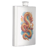 Chinesischer roter Drache feurige Illustration-675 Flachmann (Rechts)