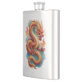 Chinesischer roter Drache feurige Illustration-675 Flachmann (Links)