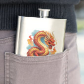 Chinesischer roter Drache feurige Illustration-675 Flachmann (Beispiel)