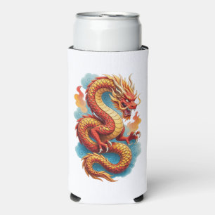 Chinesischer roter Drache feurige Illustration-675 Selters Dosenkühler