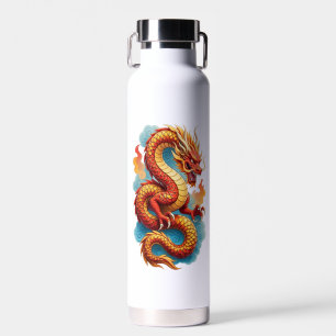 Chinesischer roter Drache feurige Illustration-675 Trinkflasche