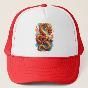 Chinesischer roter Drache feurige Illustration-675 Truckerkappe
