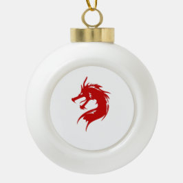 Chinesischer Roter Drache Keramik Kugel-Ornament