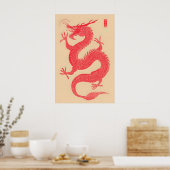 Chinesischer roter Drache Kunstprint – Traditionel Poster (Küche)