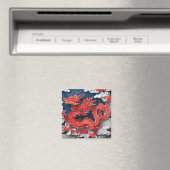 Chinesischer Roter Drache Neujahr 2024 mit Papiers Magnet (In Situ (Geschirrspüler))
