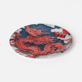 Chinesischer Roter Drache Neujahr 2024 mit Papiers Pappteller (Schrägansicht)