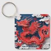 Chinesischer Roter Drache Neujahr 2024 Monogramm S Schlüsselanhänger (Vorderseite)