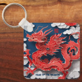 Chinesischer Roter Drache Neujahr 2024 Monogramm S Schlüsselanhänger (Vorderseite)