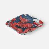 Chinesischer Roter Drache Neujahr 2024 Papierschni Pappteller (Gewinkelt)