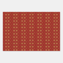 Chinesischer Roter Gold Neujahr Oriental Golden Zo Geschenkpapier Set