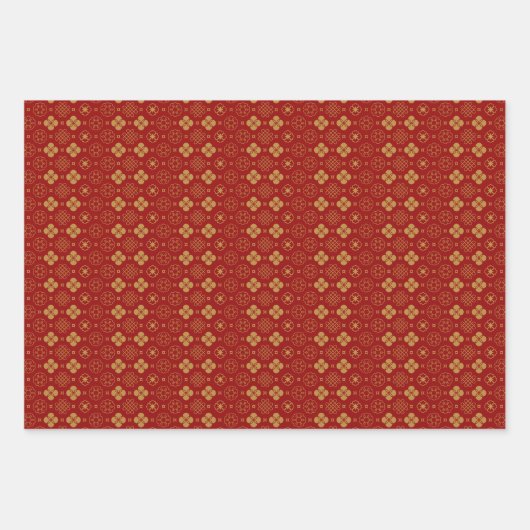 Chinesischer Roter Gold Neujahr Oriental Golden Zo Geschenkpapier Set (Vorderseite)