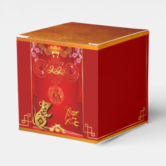 Chinesischer Roter Knot Rat Jahr Cube Favor Box Geschenkschachtel (Vorderseite)