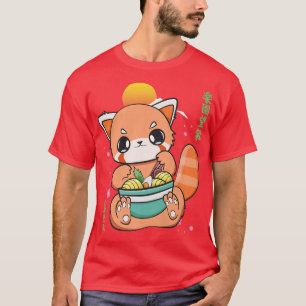 Chinesischer Roter Panda Eating Ramen I Liebe Rame T-Shirt