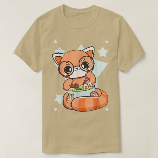 Chinesischer Roter Panda Eating Ramen I Liebe Rame T-Shirt (Design vorne)