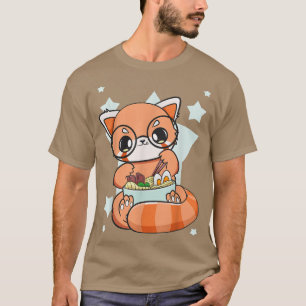 Chinesischer Roter Panda Eating Ramen I Liebe Rame T-Shirt