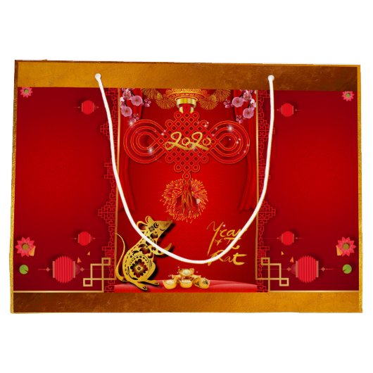 Chinesischer Roter Rat Jahr 2020 L Geschenktasche Große Geschenktüte (Rückseite)