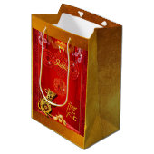 Chinesischer Roter Rat Jahr 2020 M Geschenkbeutel Mittlere Geschenktüte (Vorderseite Schrägansicht)