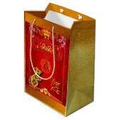 Chinesischer Roter Rat Jahr 2020 M Geschenkbeutel Mittlere Geschenktüte (Rückseite Schrägansicht)