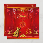 Chinesischer Roter Rat Jahr 2020 Party Square I Save The Date (Vorne/Hinten)