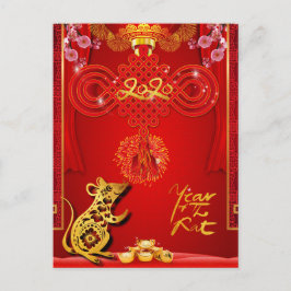 Chinesischer Roter Rat Jahr 2020 Postkarte
