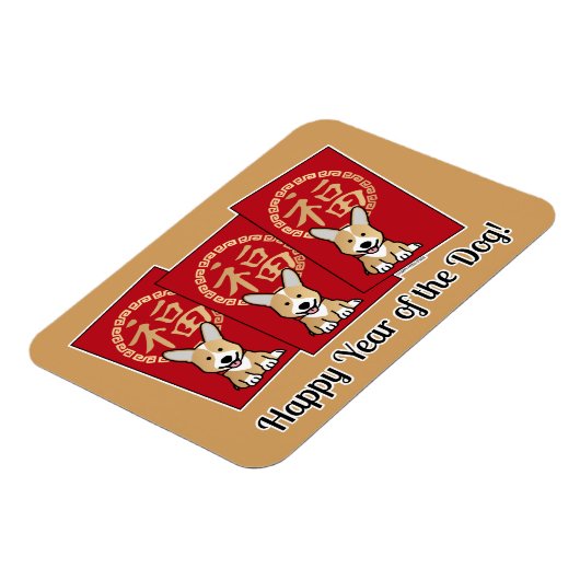 Chinesischer Roter Umschlag Lucky Corgi Jahr des H Magnet (Linke Seite)