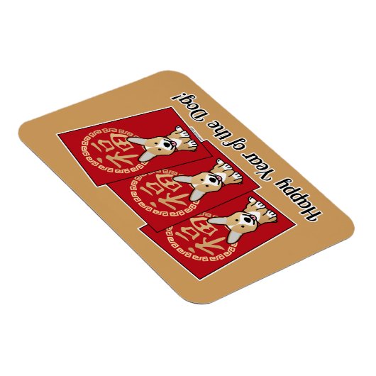 Chinesischer Roter Umschlag Lucky Corgi Jahr des H Magnet (Rechte Seite)