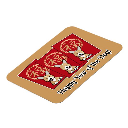 Chinesischer Roter Umschlag Lucky Corgi Jahr des H Magnet (Linke Seite)