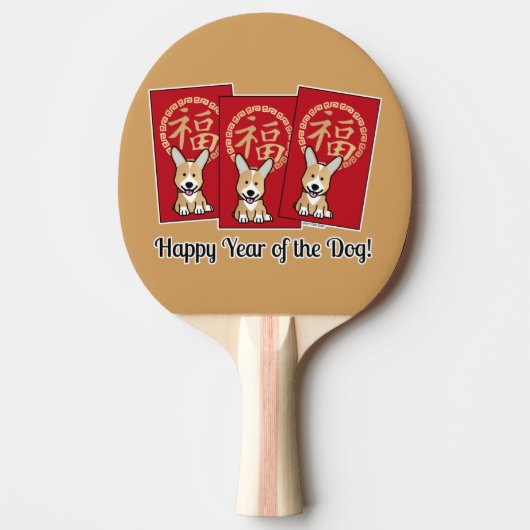 Chinesischer Roter Umschlag Lucky Corgi Jahr des H Tischtennis Schläger (Vorderseite)