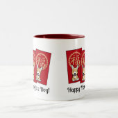 Chinesischer Roter Umschlag Lucky Corgi Jahr des H Zweifarbige Tasse (Mittel)