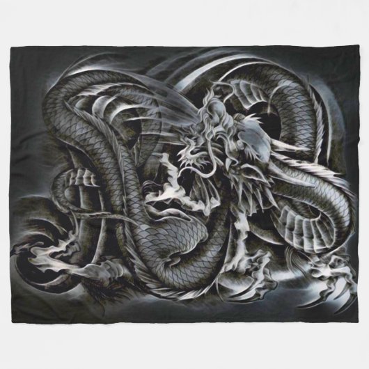 Chinesischer Schatten-Drache Fleecedecke (Vorderseite (Horizontal))