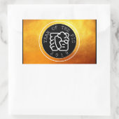 Chinesischer Schweinejahr W Symbol B Circle Gold R Rechteckiger Aufkleber (Tasche)