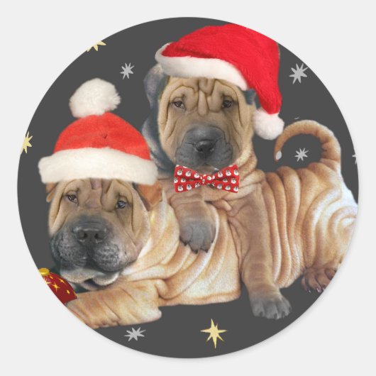 Chinesischer Shar-pei Ein frohes Weihnachtsgeschen Runder Aufkleber (Vorderseite)