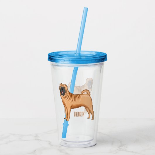 Chinesischer Shar-Pei-Hund-Cartoon Acryltrinkbecher (Rückseite)