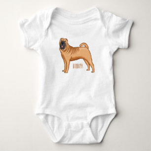 Chinesischer Shar-Pei-Hund-Cartoon Baby Strampler
