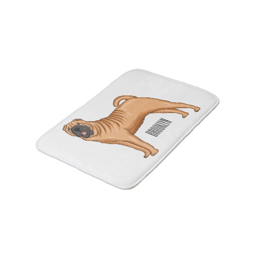 Chinesischer Shar-Pei-Hund-Cartoon Badematte (Schrägansicht)