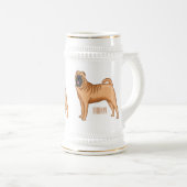 Chinesischer Shar-Pei-Hund-Cartoon Bierglas (VorderseiteRechts)