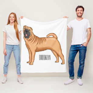 Chinesischer Shar-Pei-Hund-Cartoon Fleecedecke