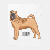 Chinesischer Shar-Pei-Hund-Cartoon Fleecedecke (Vorderseite)